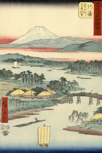 Hiroshige print of Kawasaki